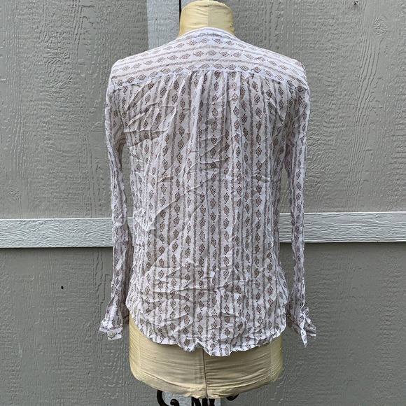 Loft Top Semi-Sheer Womens SMALL Light Weight Cottegecore Shirt‎ Floral Prairie - Picture 4 of 6